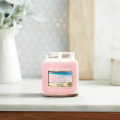 Yankee Candle Pink Sands Medium Jar Candle - Long-Lasting Fragrance for Home & Gifts -Campus Gifts Sales pink sands medium jar