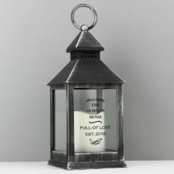 Personalised Antique Scroll Rustic Black Lantern - Unique Ornament & Trinket -Campus Gifts Sales pmc p1007c18 black lantern 3
