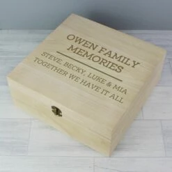 Personalised Large Wooden Keepsake Box - Handcrafted Ornamental Gift for Special Occasions -Campus Gifts Sales pmc p1014a53 wooden keepsake box 6