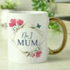 Personalised Geometric Floral Gold Handle Mug - Unique Custom Design -Campus Gifts Sales pmc personalised p0805n44 geometic floral gold handle mug 01