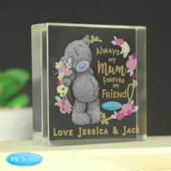 Me To You Personalised Mum Forever My Friend Crystal Token - Unique Ornament & Trinket Gift -Campus Gifts Sales pmc personalised p1007e39 me to you florever my friend crystal token 03