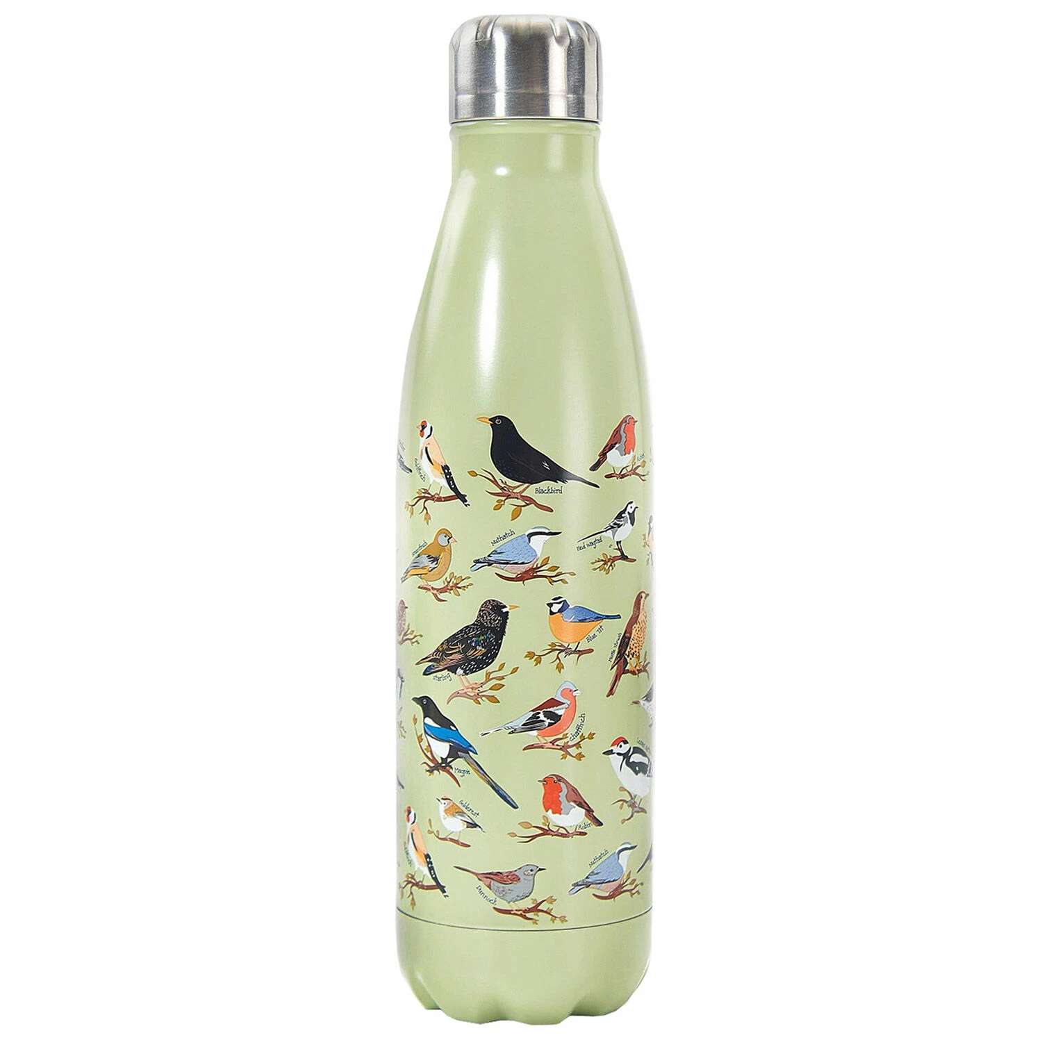 Eco Chic Green Wild Birds 500ml Thermal Drinks Bottle - Insulated Water Bottle for Hot & Cold Beverages 3 Eco Chic Green Wild Birds 500ml Thermal Drinks Bottle - Insulated Water Bottle for Hot & Cold Beverages