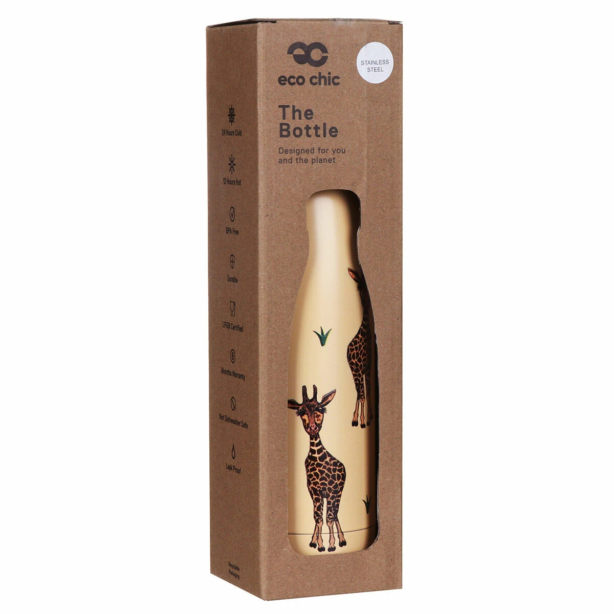 Eco Chic Beige Giraffe 500ml Thermal Drinks Bottle - New In 4 Eco Chic Beige Giraffe 500ml Thermal Drinks Bottle - New In - Image 2