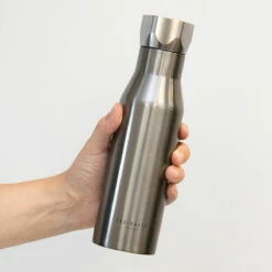 Ted Baker BOTMAN Shiny Silver Water Bottle - Premium Insulated Flask for Everyday Use -Campus Gifts Sales ted baker botman 259724 silver shiny silver water bottle lifestyle