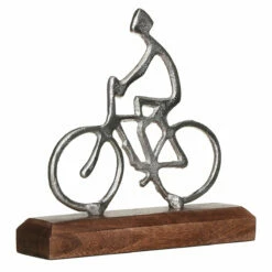 Transomnia Silver Metal Cyclist On Wooden Base Decoration | Elegant Ornament & Trinket -Campus Gifts Sales transomnia decc715 silver metal cyclist on wooden base decoration 2