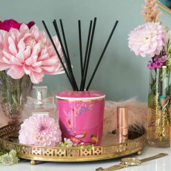 Sara Miller Chelsea Pink Sandalwood, Cardamom & Oud 200ml Reed Diffuser | New In -Campus Gifts Sales wax lyrical sm2203 sara miller chelsea pink 200ml reed diffuser lifestyle