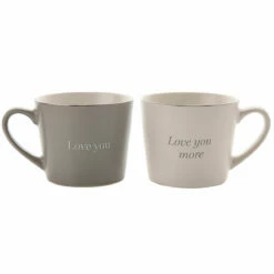 Widdop & Co Amore 'Love You & Love You More' Boxed Set of 2 Mugs - Perfect Gift for Couples