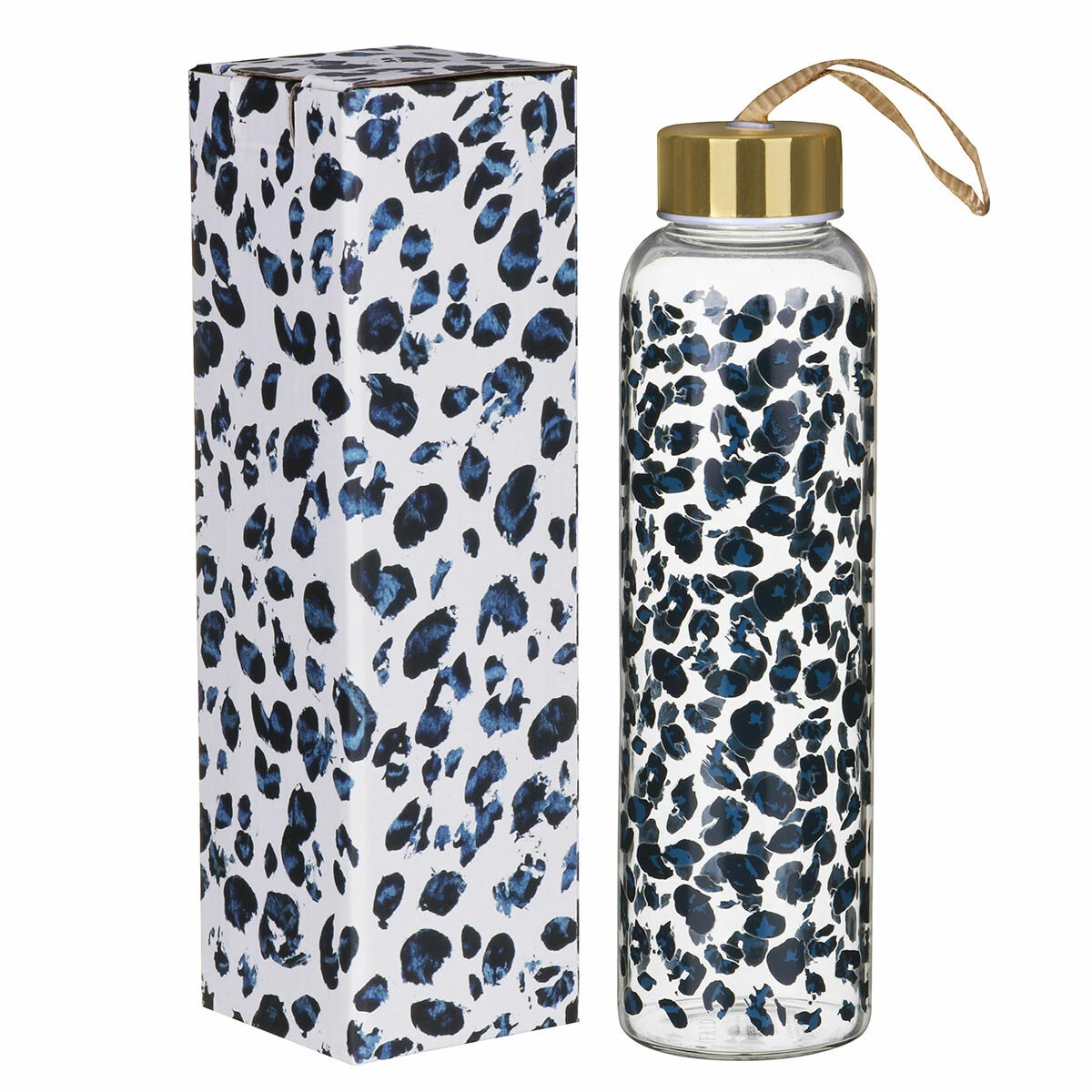Widdop & Co Frida Leopard Print 420ml Glass Water Bottle - New In 3 Widdop & Co Frida Leopard Print 420ml Glass Water Bottle - New In