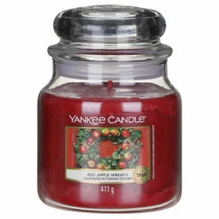 Yankee Candle Red Apple Wreath Medium Jar Candle | Long-Lasting Fragrance | Perfect for Home Decor -Campus Gifts Sales yankee candle 1120698 red apple wreath medium jar candle