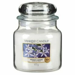 Yankee Candle Midnight Jasmine Medium Jar Candle - Long-Lasting Fragrance for Home