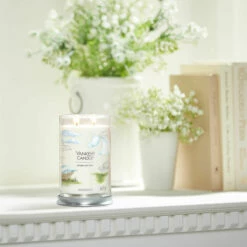 Yankee Candle Clean Cotton Signature Large Tumbler Candle | Fresh & Crisp Fragrance | Long-Lasting Burn -Campus Gifts Sales yankee candle 1630643e clean cotton signature large tumbler candle lifestyle 2