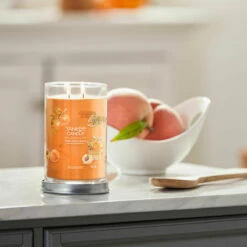 Yankee Candle Farm Fresh Peach Signature Large Tumbler Candle - Long-Lasting Fragrance -Campus Gifts Sales yankee candle 1631843e farm fresh peach signature large tumbler candle lifestyle 1