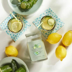 Yankee Candle Cucumber Mint Cooler Signature Large Jar Candle | Refreshing Scent | Long-Lasting Fragrance -Campus Gifts Sales yankee candle 1728894e cucumber mint cooler signature large jar candle lifestyle 1